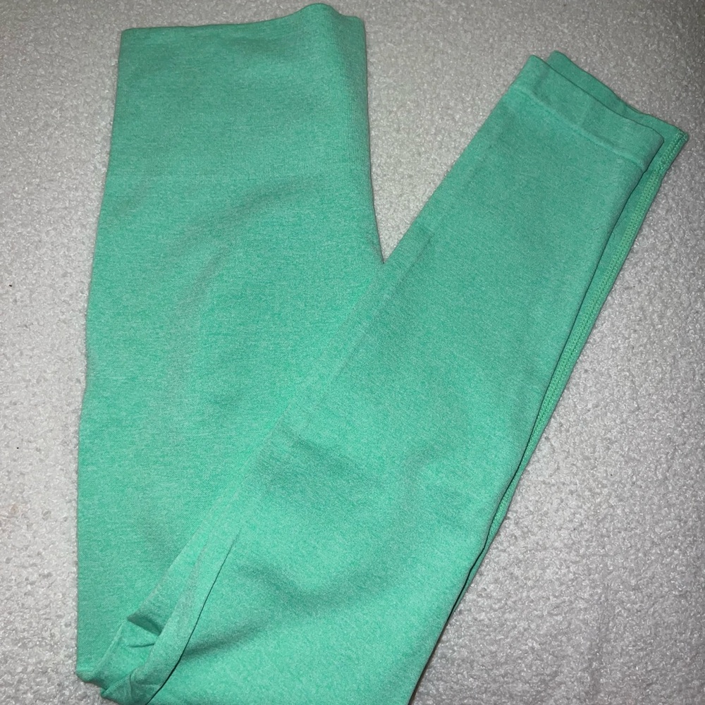 New green tummy control leggings